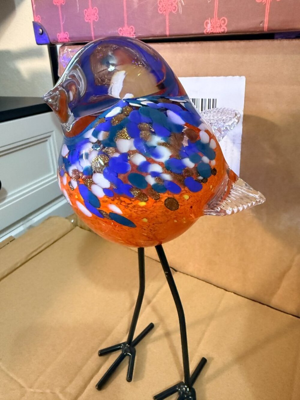 Colorful Glass Bird Shelf Decor Accent - Picture 4 of 4